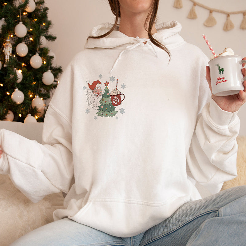 Retro Christmas Santa Claus 2 Sides Print Hoodie