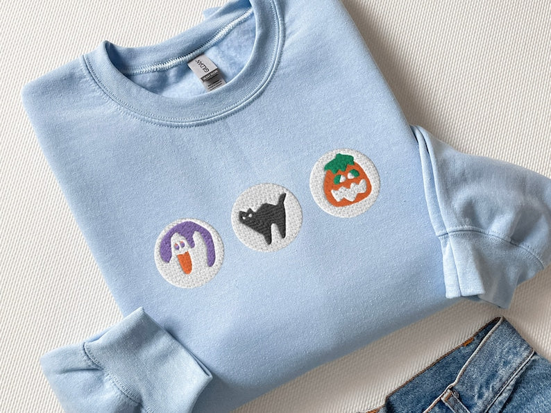 Halloween Cookies Boo Embroidered Sweatshirt