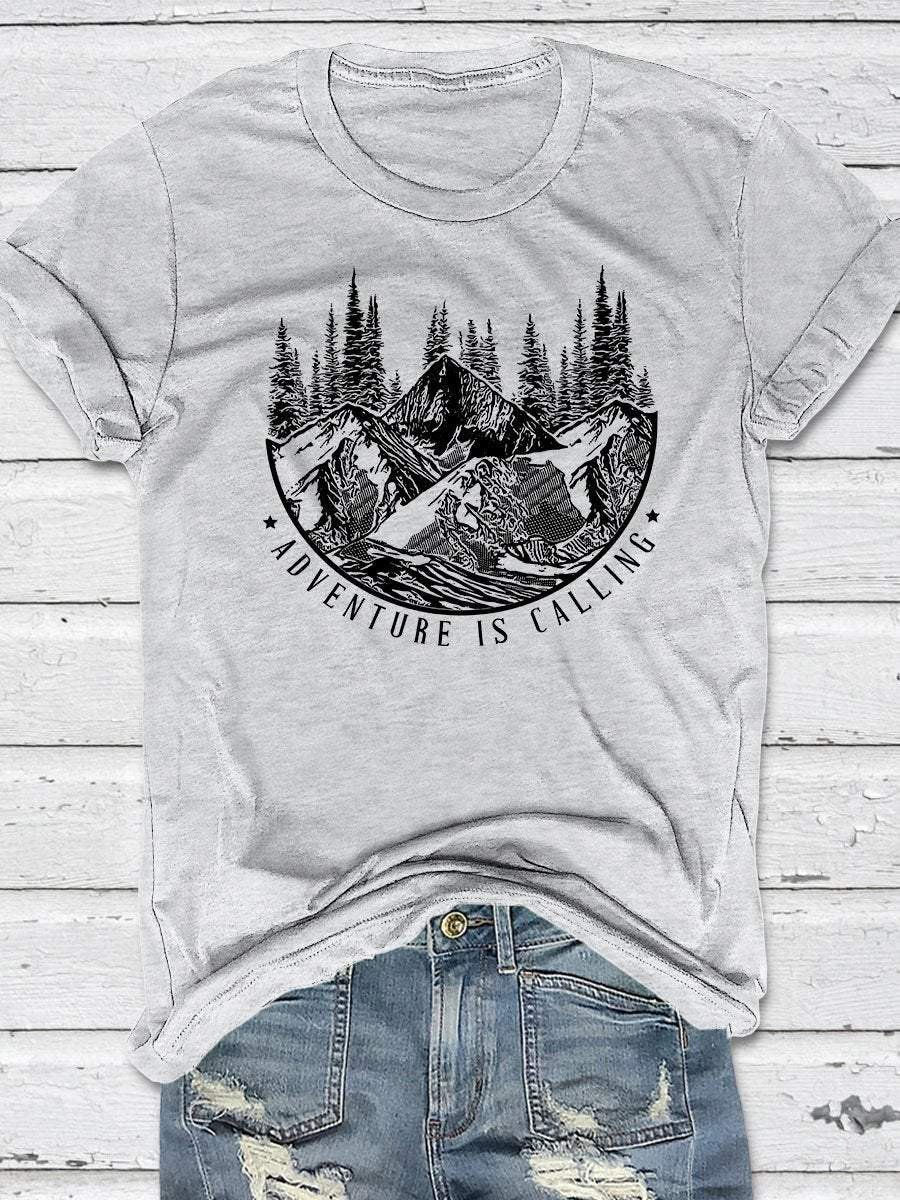 Adventure Is Calling Print Short Sleeve T-shirt