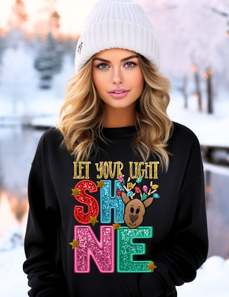 Glitter Christmas Print Sweatshirt