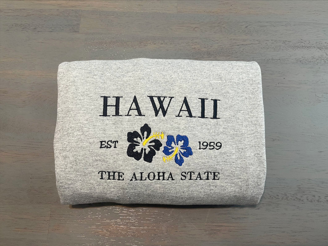 Hawaii Letter Embroidered Crewneck Sweatshirt
