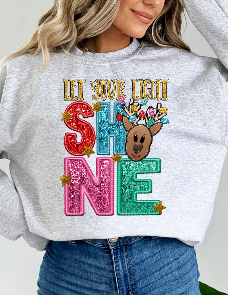 Glitter Christmas Print Sweatshirt
