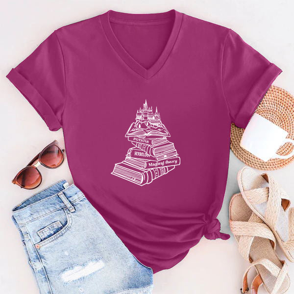 Hogwarts School Magical Book Castle Print T-shirt