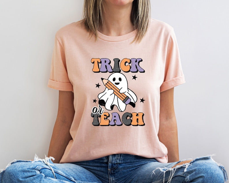 Trick Or Teach Halloween T-shirt