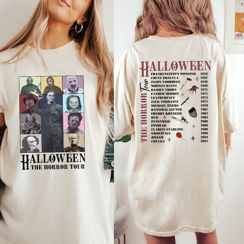 Retro Halloween Characters The Horror Tour T-shirt
