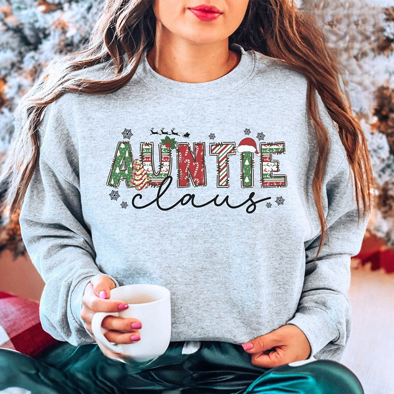 Christmas Auntie Letter Print Sweatshirt