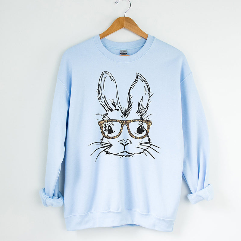 Happy Easter Bunny With Leopard Glasses Sweatshirt