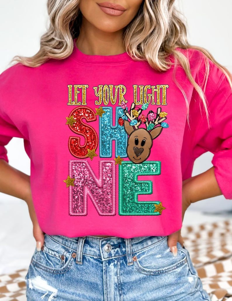 Glitter Christmas Print Sweatshirt
